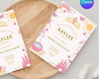 Fairy Tale Birthday Party Invitation Template Digital Download Printable Canva Princess Invite Magical Card Custom Fantasy Customizable Girl