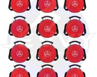 Masonic Royal Arch Crown Cap Cases - Set of 12 Red Faux Leather Hat Boxes