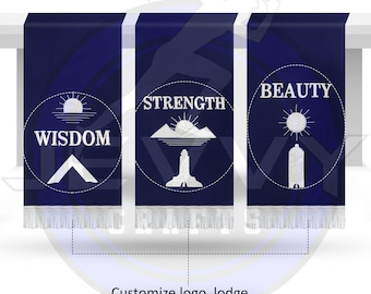 Masonic Blue Lodge Velvet Pedestal Covers: Silver Embroidered Altar Cloths (3 Pcs.)