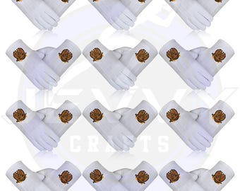 Vrijmetselaarshandschoenen 32 graden: witte katoenen vrijmetselaar Scottish Rite Regalia