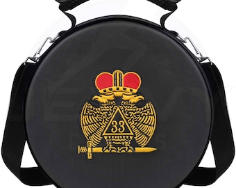 33rd Degree Masonic Crown Cap Case & Gloves: Double-Headed Eagle Embroidered