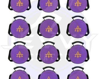 Masonic Royal & Select Masters Cap Case: Purple Faux Leather, Embroidered Emblem - 12 Piece Set