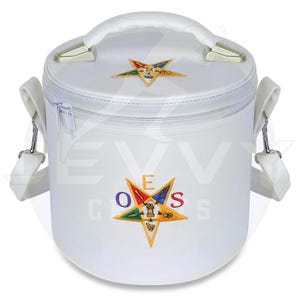 Masonic OES White Fez Crown Case with Shoulder Strap – Order of the Eastern Star Cap Holder for Freemasons