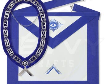 Worshipful Master Masonic Apron Set: Faux Leather Regalia with Chain Collar