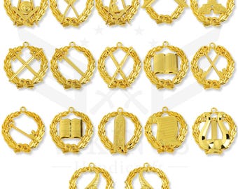 Gold-Plated Masonic Officer Jewels Set: Blue Lodge Regalia