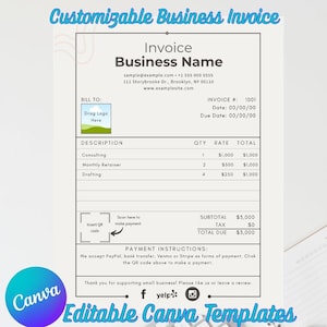 Customizable Canva Business Invoice - Modern Simple Design
