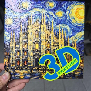 Duomo di Milano Textured Relief Print | 3D Milan Cathedral Wall Art (20x20 cm)