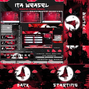 Ita Weasel Anime Premium Animated Stream Package | Stream Overlays, Panels, Alerts, Cam Overlay, Screens | Twitch, Youtube, Kick