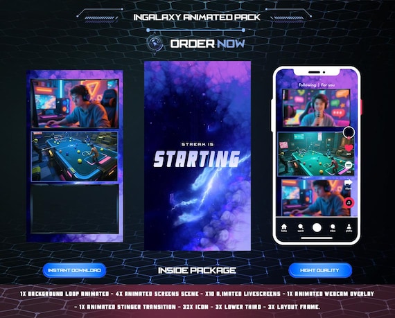 Animated Galaxy TikTok Live Overlay – Vertical Stream Scenes for OBS & VTuber