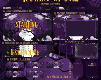 Sovrapposizione streaming Purple Moon Haunted – Pacchetto animato per Twitch e YouTube