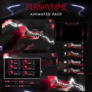 Flashynime Anime Premium Animated Stream Package | Stream Overlays, Panels, Alerts, Cam Overlay, Screens | Twitch, Youtube, Kick