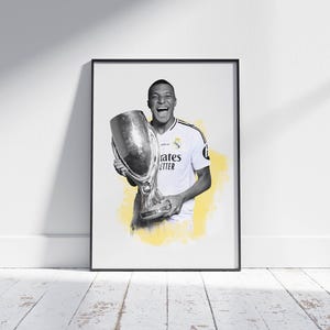 Kylian Mbappe Poster, Football Wall Art Print
