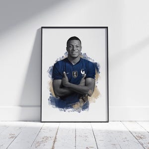 Kylian Mbappe Poster, Football Wall Art Print