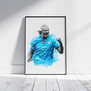 Erling Haaland Poster, Football Wall Art Print