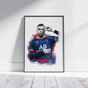 Kylian Mbappe Poster, Football Wall Art Print