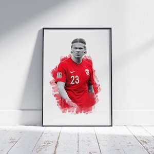Erling Haaland Poster, Football Wall Art Print