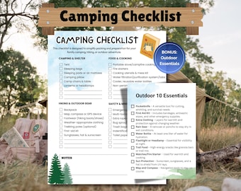 Camping Checklist Printable: Organized Packing Guide for Hiking & Scouts (Digital Download)