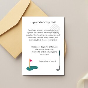 Carte de fête des pères imprimable pour les amateurs de golf - téléchargement immédiat