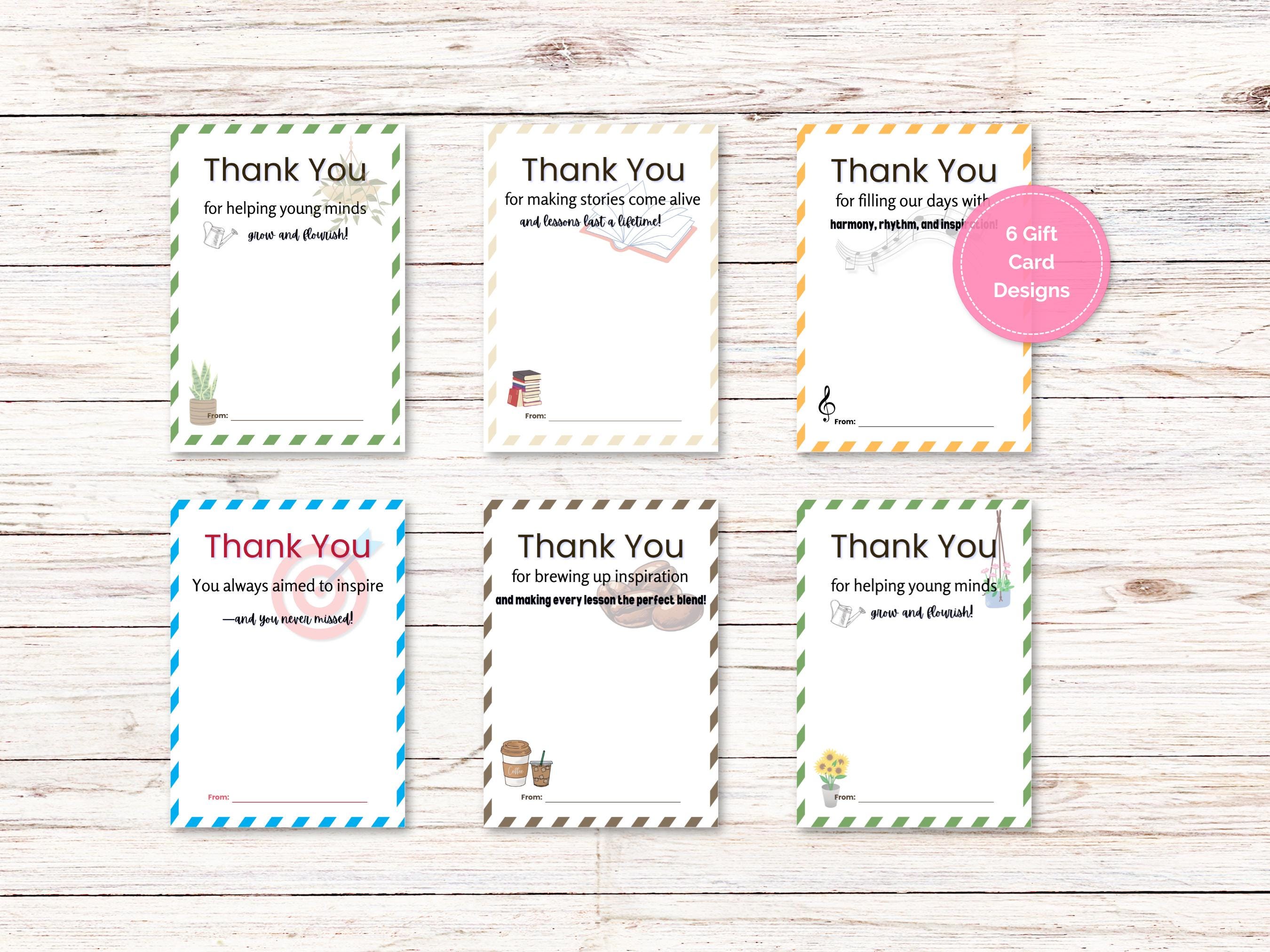 Teacher Appreciation Gift Card Holder Printable, INSTANT DOWNLOAD, Thank You Card, Teacher Gift