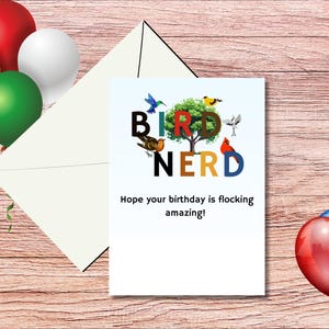 Carte d'anniversaire de nerd d'oiseau, téléchargement immédiat, cadeau, amateur d'ornithologie, maman, soeur