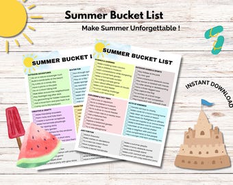 Summer Bucket List, Summer Activity Checklist Printable, Instant Download, Homeschooling, Summer Learning, Kids Activity | Mom Planner