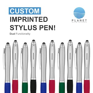 Custom Stylus Pens with Comfort Grip – Personalized Ballpoint Pens with Logo/Text – Bulk Pack for Business, Events, Promotions