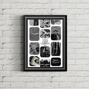 YSL Moodboard Poster | Yves Saint Laurent Kunst | schicker Schwarz-Weiß-Modedruck | Luxus Designer Home Decor