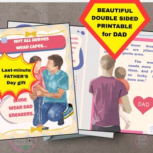2 Beautiful Cards - Heartfelt Father's Day Card - Printable Flat & Folded Card - Emotional Digital Card from Child - Instant Download