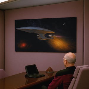 Jean-Luc Picard Art, Starship Wall Art, Picard Painting, Star Trek Decor, Sci-Fi Wall Art, Enterprise Artwork , Star Trek TNG Art, SciFi Art