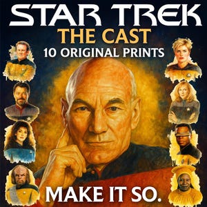 Star Trek TNG Character Wall Art, Star Trek TNG Prints, TNG Enterprise Cast and Crew, Jean-Luc Picard, Sci-Fi Collectible, Trekkie Gifts