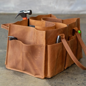 Leather Tool Bag, Large Tool Organizer, Electrician & Carpenter Craftsmen Bag,  Heavy Duty Custom Tool Bag, Custom Tool Bag