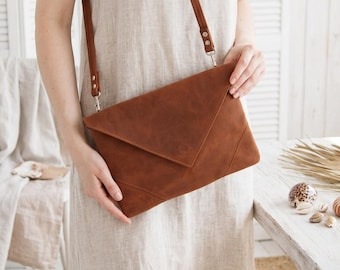 Leather crossbody clutch, Leather crossbody bag women, Leather shoulder bag women, Personalized leather shoulder bag, Large crossbody bag