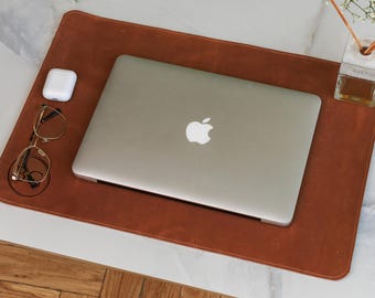 Personalized leather desk mat, Large leather mouse pad, Leather laptop mat, Office desk mat large, Leather keyboard pad, Engraved desk mats
