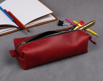 Estuche de cuero para lápices, Estuche de cuero para bolígrafos, Estuche de cuero para lápices, Estuche con cremallera para lápices, Estuche de cuero para papelería, Estuche de cuero para bolígrafos, Estuche minimalista para lápices