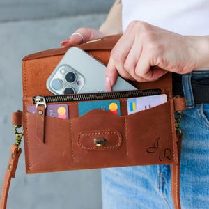 Cartera de cuero, Cartera de cuero para mujer, Bolso de cuero para teléfono, Bolso de mano de cuero, Cartera de mano personalizada, Monedero de cuero, Cartera de hombro
