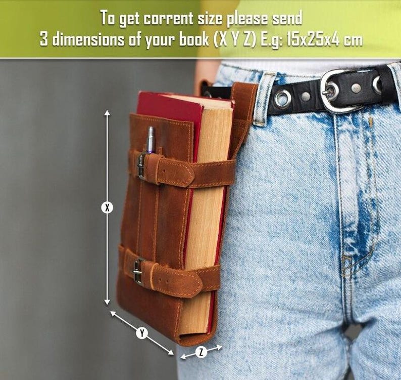 Leather Book Holder for Belt – Custom Spellbook & Medieval Book Holster, Book Carrier Case, Cosplay & LARP Belt Book Holsters