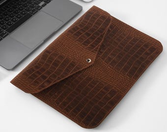 Leather laptop sleeve, Personalized MacBook leather case, MacBook Pro 13 inch sleeve, MacBook Air 11 sleeve, 16 inch laptop sleeve