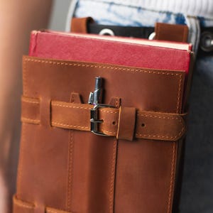 Leather Book Holder for Belt – Custom Spellbook & Medieval Book Holster, Book Carrier Case, Cosplay & LARP Belt Book Holsters