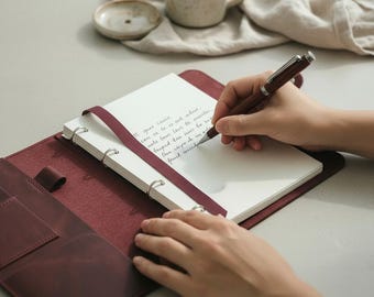 Engraved leather binder, Leather binder cover, Genuine leather binder a5, Leather work binder, Leather binder portfolio, A5 binder cover