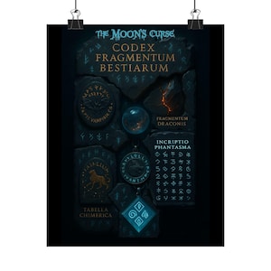 Plakaty pionowe, projekt rękopisu Codex Fragmenta Bestiarum, matowa sztuka ścienna, plakat z antycznym rękopisem, wydruk artystyczny Creature Knowledge,