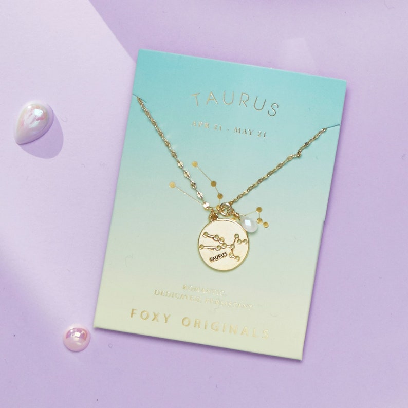 Taurus Necklace In Gold Or Silver Zodiac Necklace Zodiac Etsy