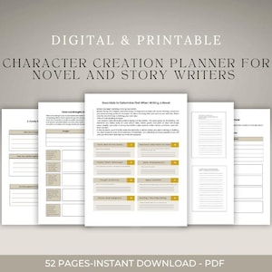Novel Character Sheet, Novel Writing, Author Journal, Character Chart, Character Template, Character Portrait, Character Development