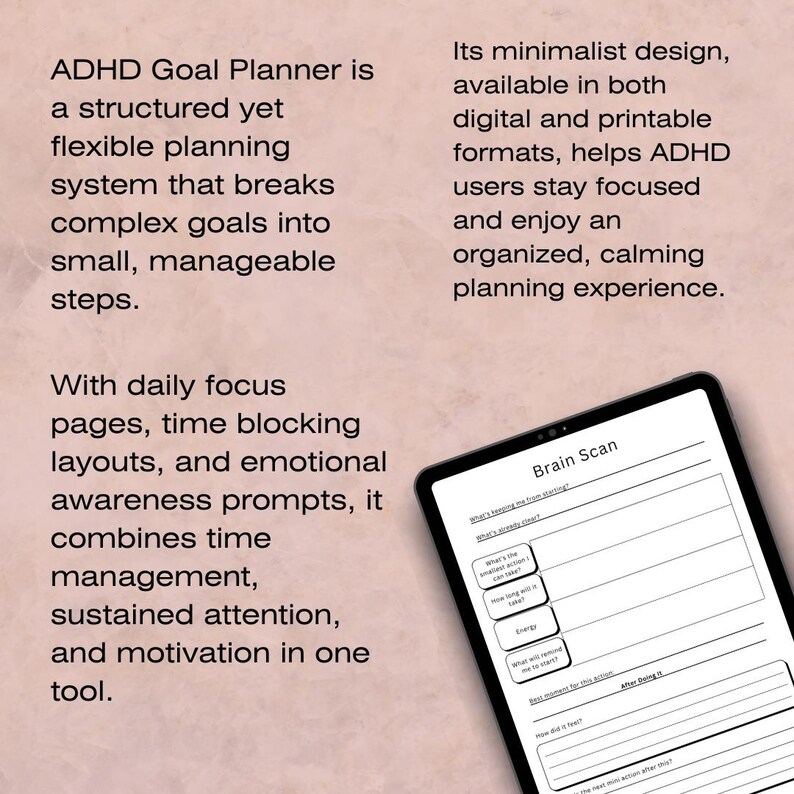 ADHD Goal Planner: Digital Task Planning, Minimalist Worksheets for ...