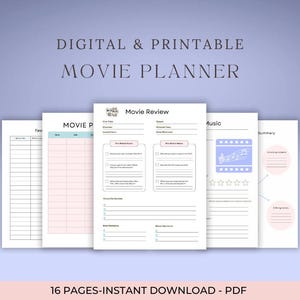 Digital Movie Planner, Movie Review Journal, Movie Bucket List, Movie Series Tracker, Printable Movie Logbook, Spreadsheet Template for Ipad