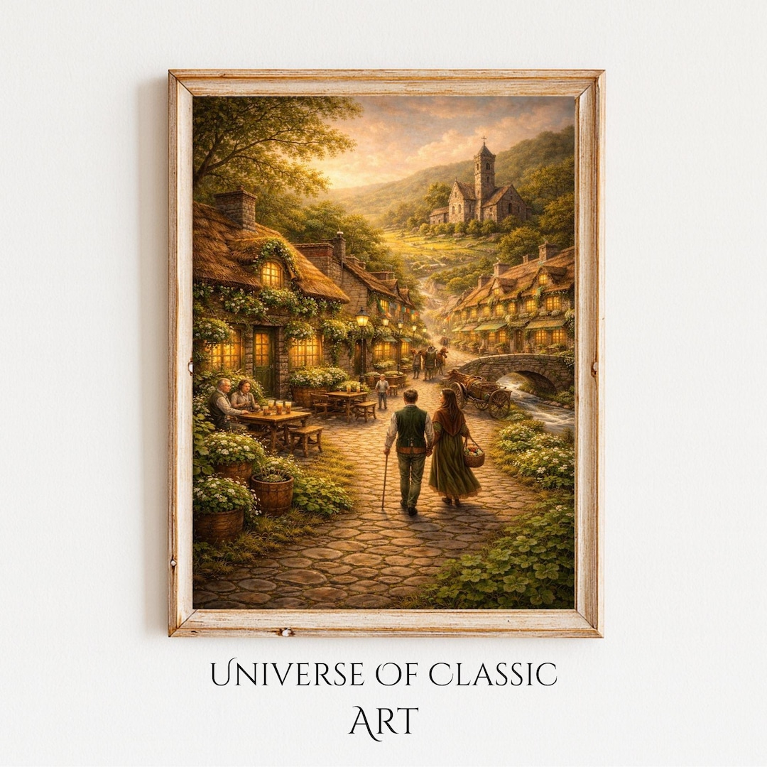St Patrick s Day Irish Village Wall Art Cozy Celtic Countryside Decor st-patrick-s-day-irish-village-wall-art-cozy-celtic-countryside-decor