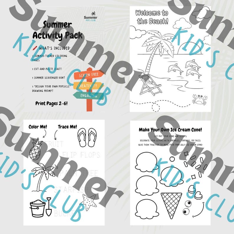 Printable Summer Activity Pack for Kids – Coloring Pages, Crafts ...