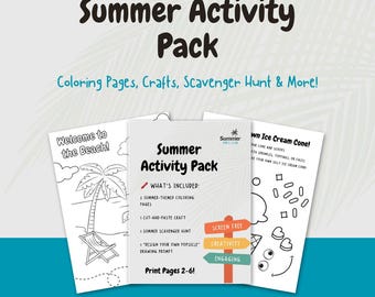 Printable Summer Activity Pack for Kids – Coloring Pages, Crafts, Scavenger Hunt & More – Fun Screen-Free Summer Printables PDF