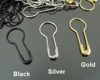 100pcs Silver Gold Antique Brass or Black Pear Shaped Pin Bulb Shaped Pin Hang Tag Pin Price Tag Pin