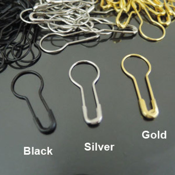 100pcs Silver Gold Antique Brass or Black Pear Shaped Pin Bulb Shaped Pin Hang Tag Pin Price Tag Pin