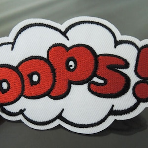 OOPS-Brief-Patches - Patch Aufbügeln oder Aufnähen Patch schreiben Patches Red White Patch OOPS Cloud Verzierungen Stickerei Schriftarten